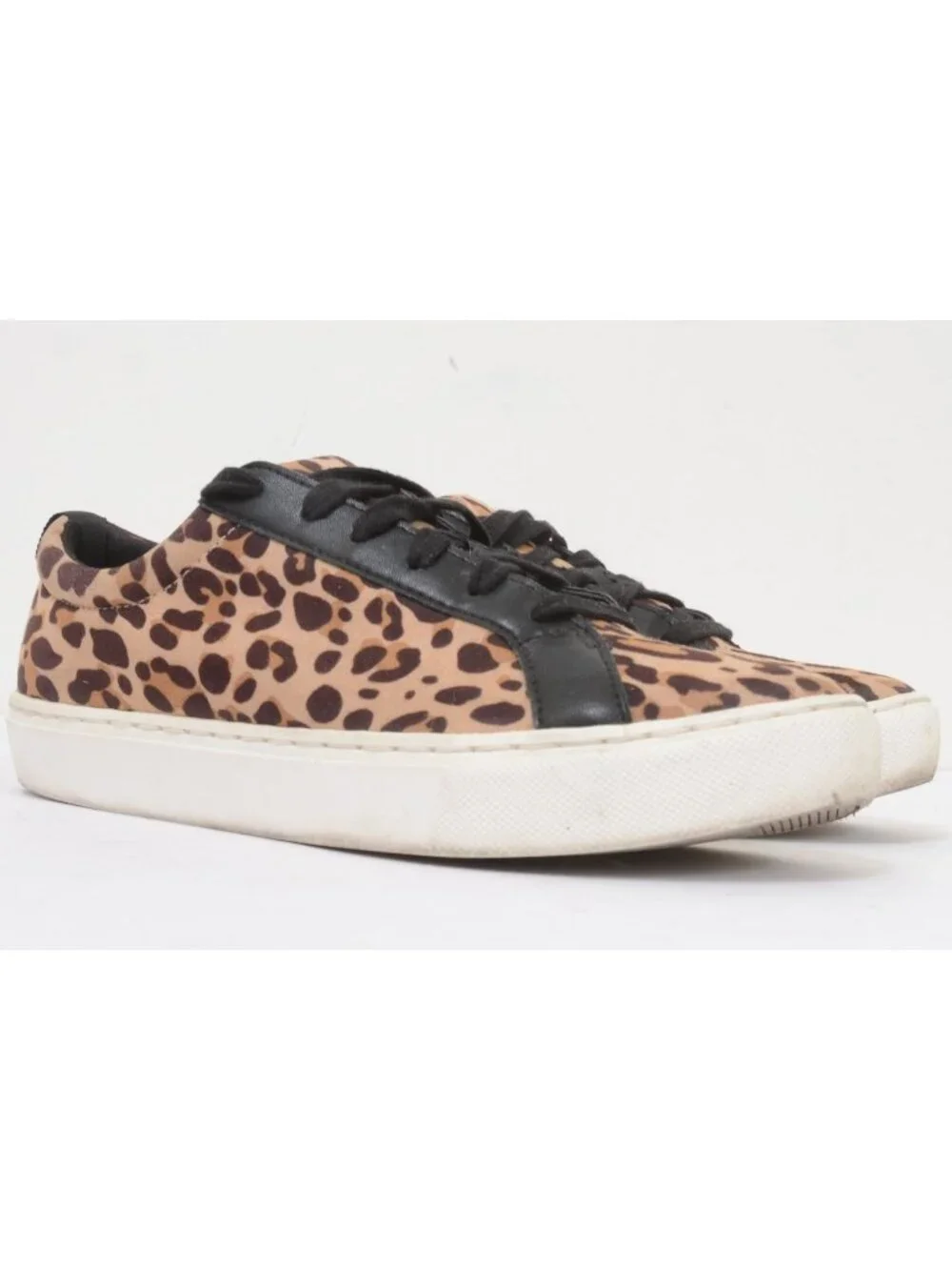 Dr.Scholl's No Bad Vibes 8.5 Leopard Animal Print Sneakers Lo Top Lace Up Vegan